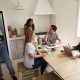 A group of friends in the kitchen, as featured in the 'Flatmates in a Shared House in London' blog.